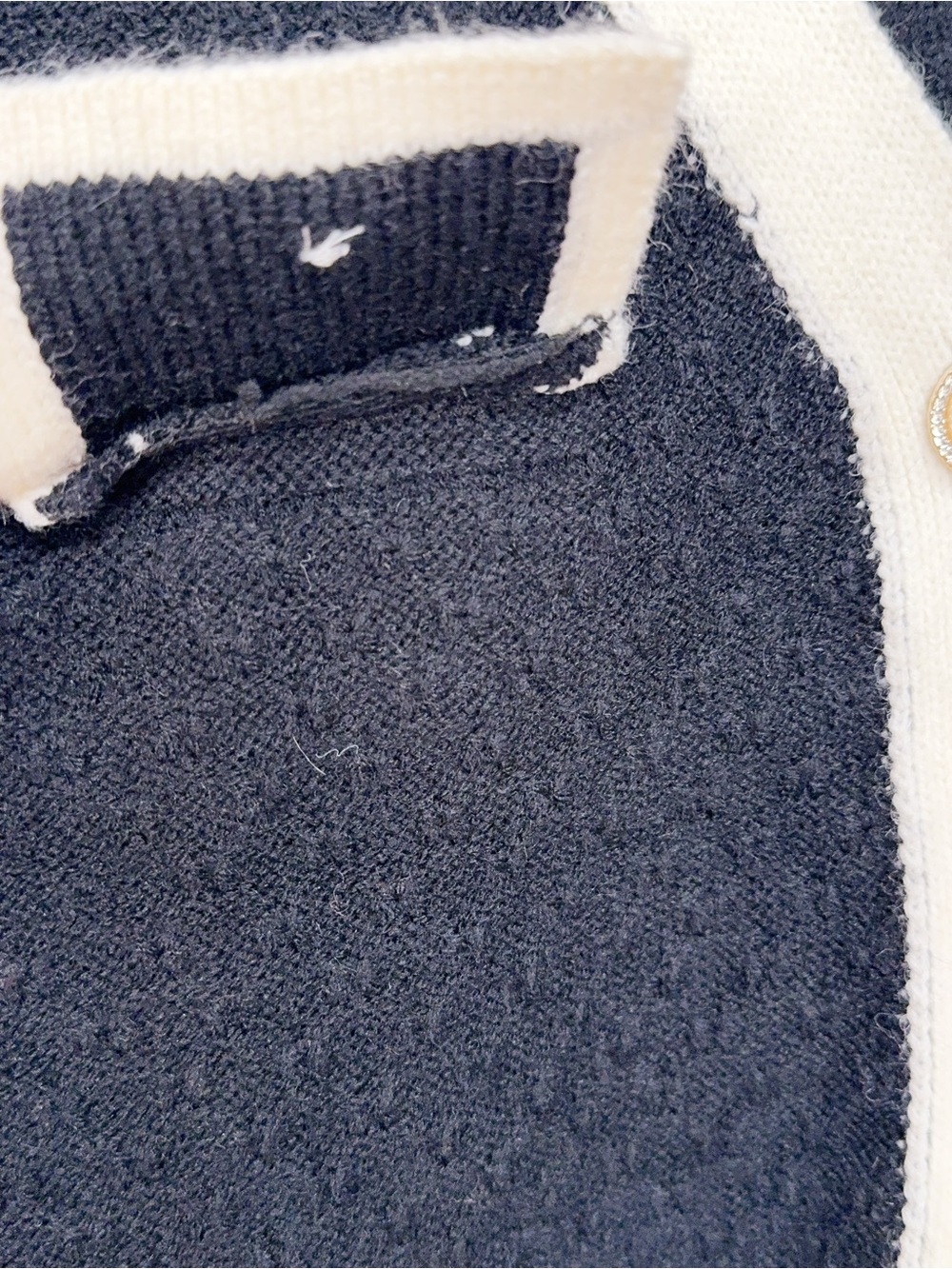 J.ING Black White Contrast Trim Boucle Knit Pearl Button Cardigan Sweater - Picture 7 of 10